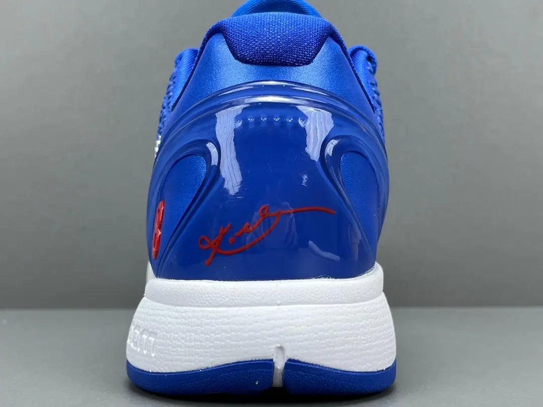 Nike Kobe 6 Protro Dodgers edition basketball shoes in blue and white.
