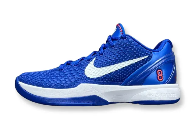 Nike Kobe 6 Protro Dodgers edition basketball shoes in blue and white.
