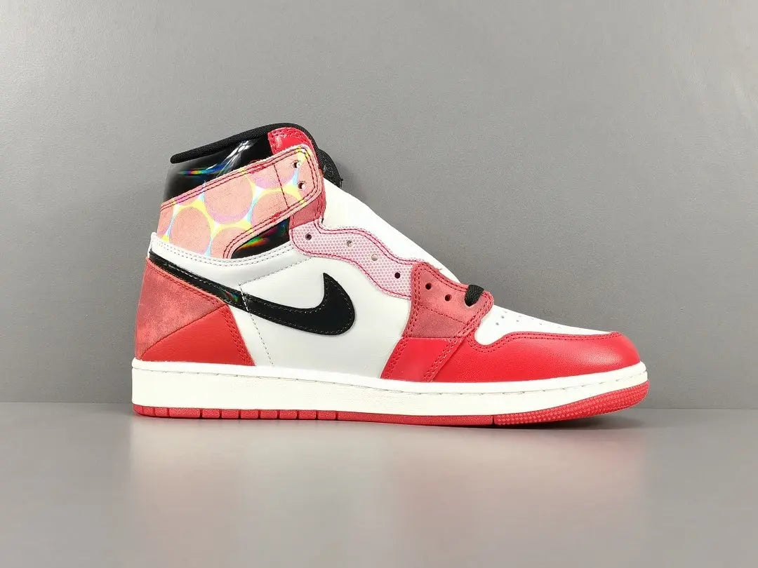 Air Jordan 1 High OG Spider-Man side view red blue black leather sneaker