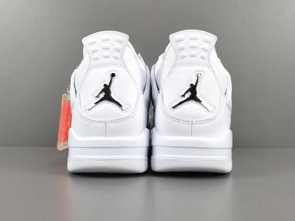 Jordan 4 Pure Money white metallic silver leather retro sneakers unisex premium
