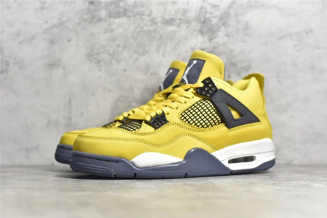 Air Jordan 4 Lightning yellow black sneakers premium men's shoes
