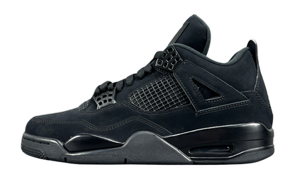 Air Jordan 4 Black Cat sneakers in all-black suede, retro basketball shoes