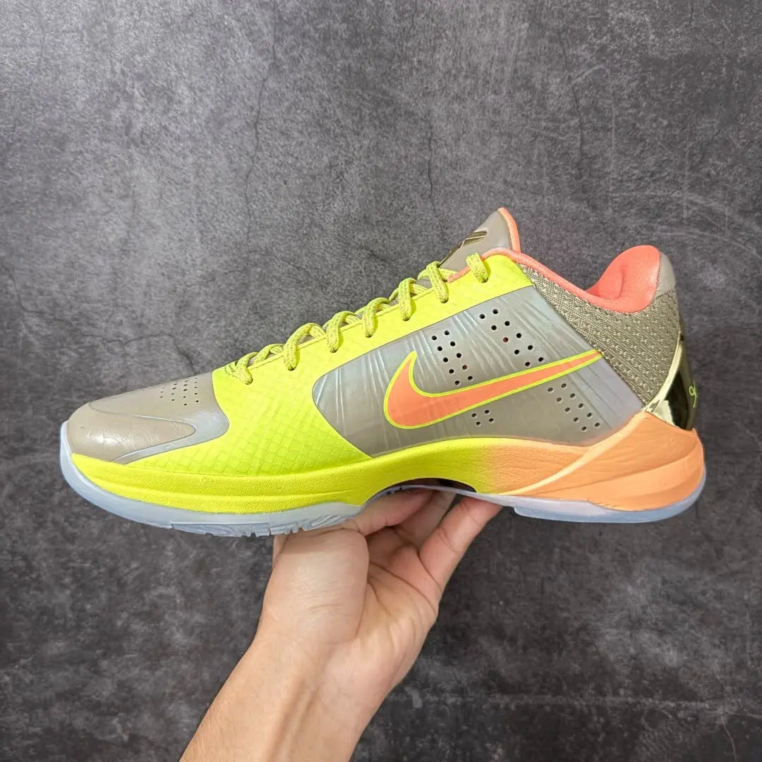 Nike Zoom Kobe 5 Protro Green Grey-Orange colorway with Flywire and Zoom Air