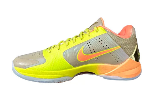 Nike Kobe 5 Protro Green Grey Orange basketball sneakers side view