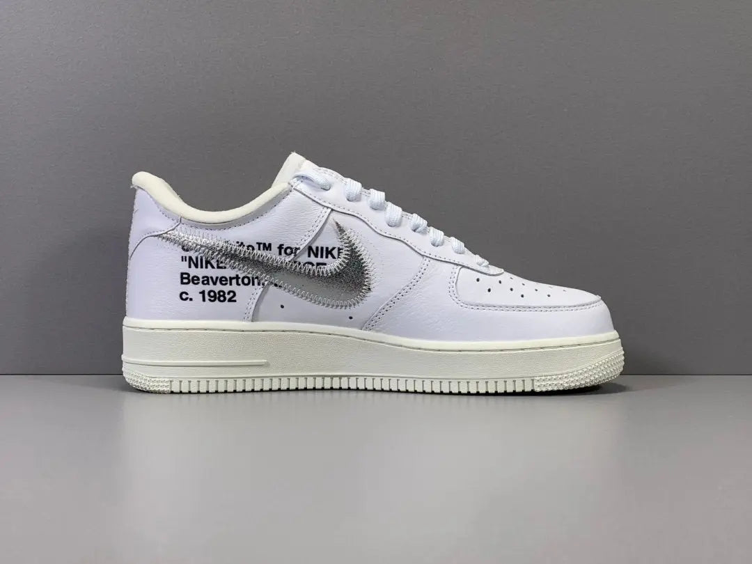 Nike Air Force 1 Off-White sneaker with deconstructed design and zip tie
