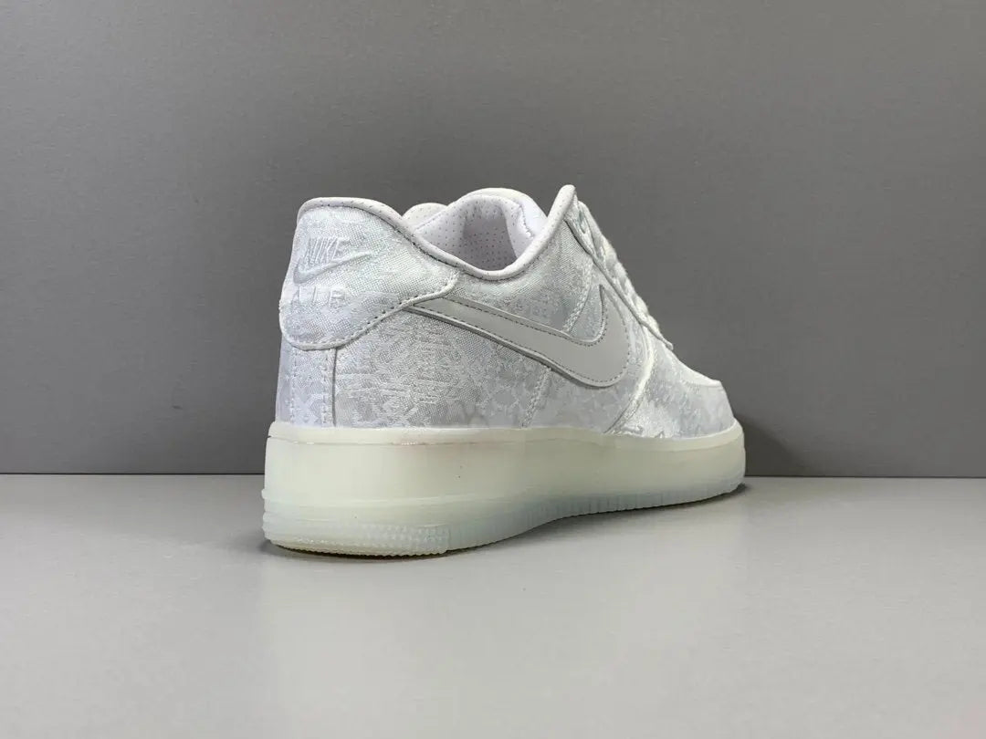 Nike Air Force 1 x CLOT 1WORLD sneaker with white leather and silk-inspired overlays
