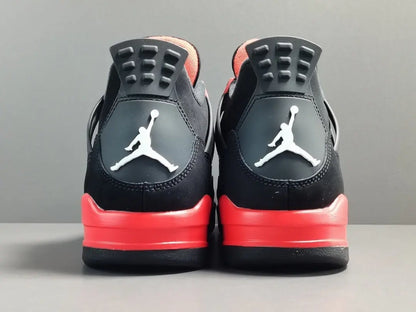 Air Jordan 4 Red Thunder black red sneakers premium leather men's shoes
