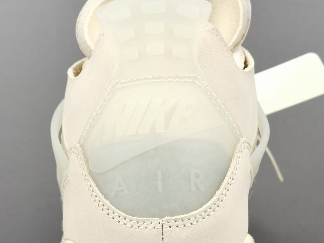 Off-White Jordan 4 Sail sneaker with translucent cage details and zip tie