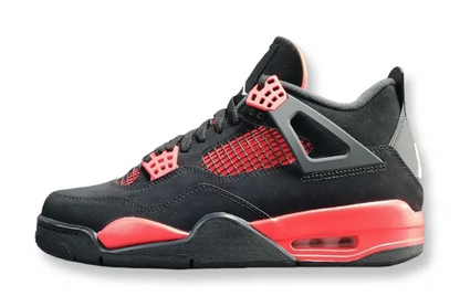 Air Jordan 4 Red Thunder black red sneakers premium leather men's shoes

