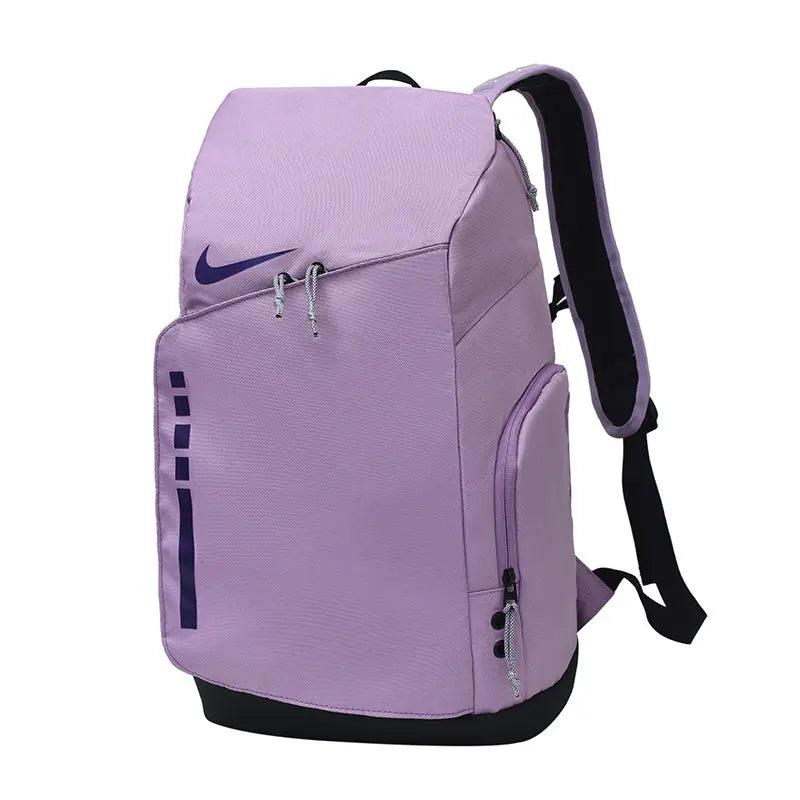 A light purple Nike backpack with black accents, including the base, interior padding, and zipper pulls, shown on a plain white background.