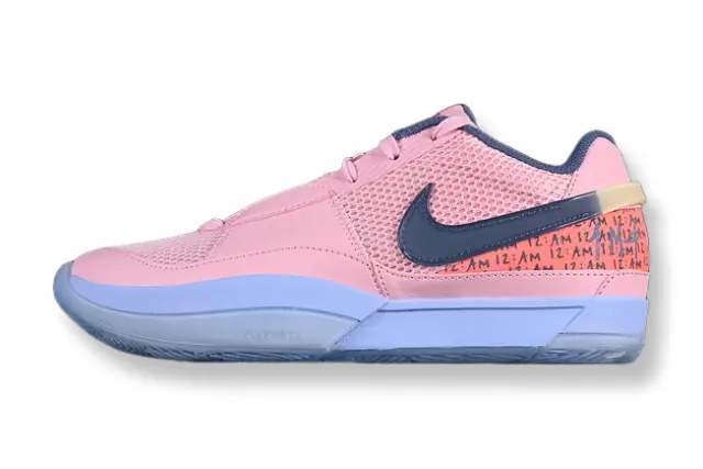 nike ja 1 x day one soft pink basketball shoes side view with fresh soft pink colorway
