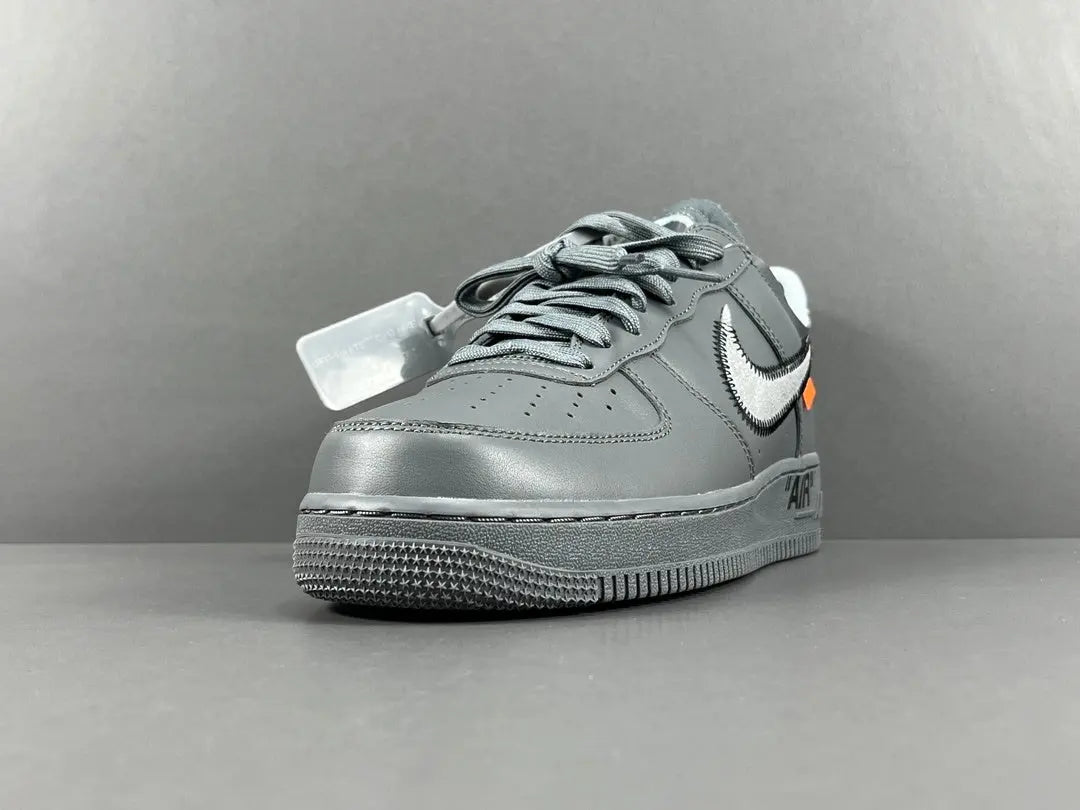 Nike Air Force 1 x Off-White custom grey sneaker with deconstructed design and zip tie
