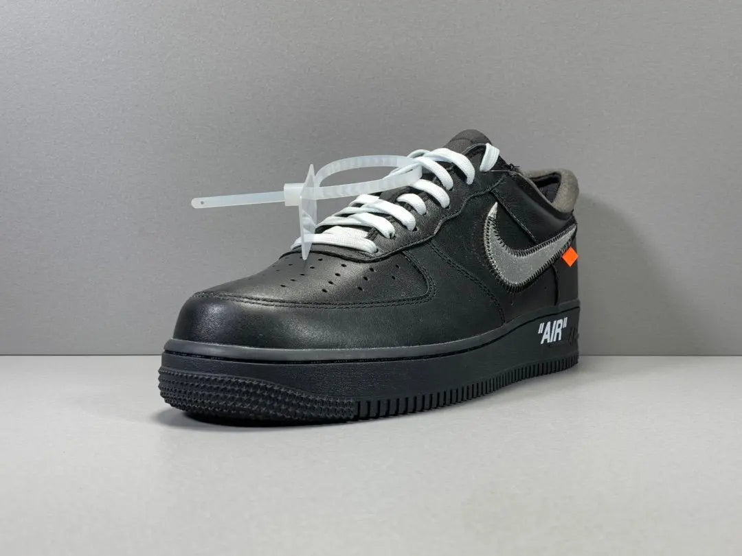 Nike Air Force 1 x Off-White MoMA black deconstructed sneaker collaboration closeup
