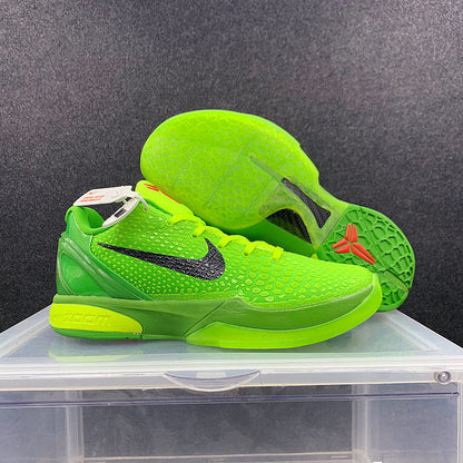 Nike Kobe 6 Protro Grinch basketball shoes green and red holiday-inspired design
