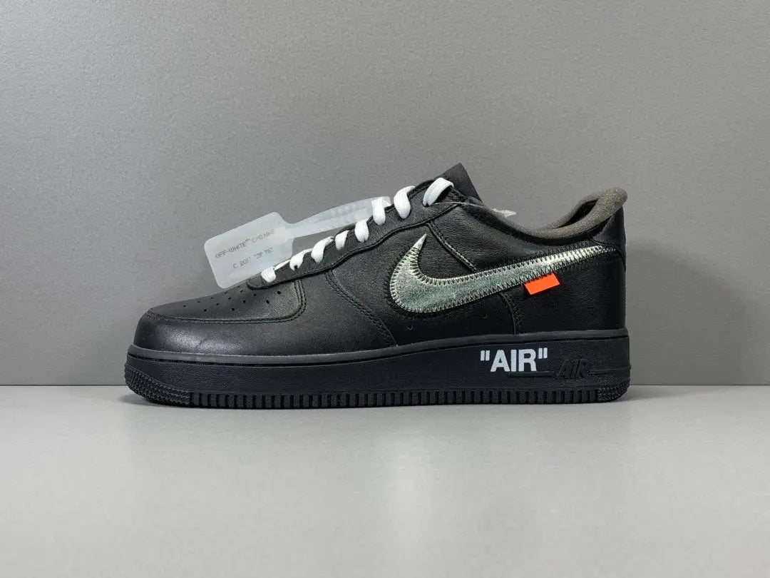 Nike Air Force 1 x Off-White MoMA black deconstructed sneaker collaboration closeup
