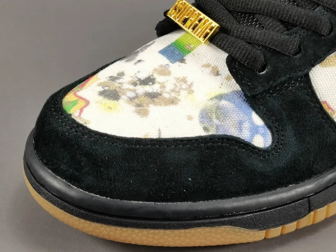 Nike SB Dunk Low Supreme Rammellzee black white red sneaker limited edition streetwear skate shoe