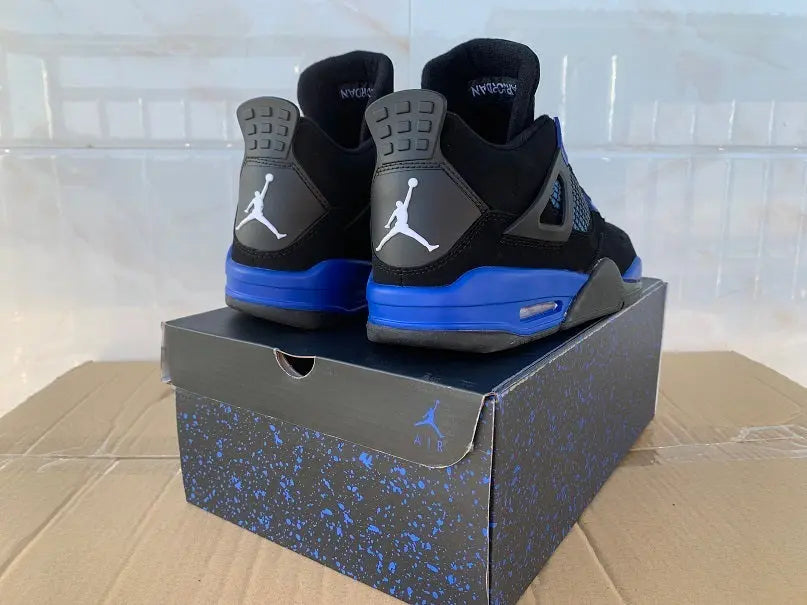 Jordan 4 Blue Thunder black blue yellow retro sneakers unisex premium
