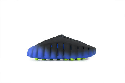 Nike Mind 001 FlyKnit Slide Hyper Royal Black side profile view men's recovery sandal