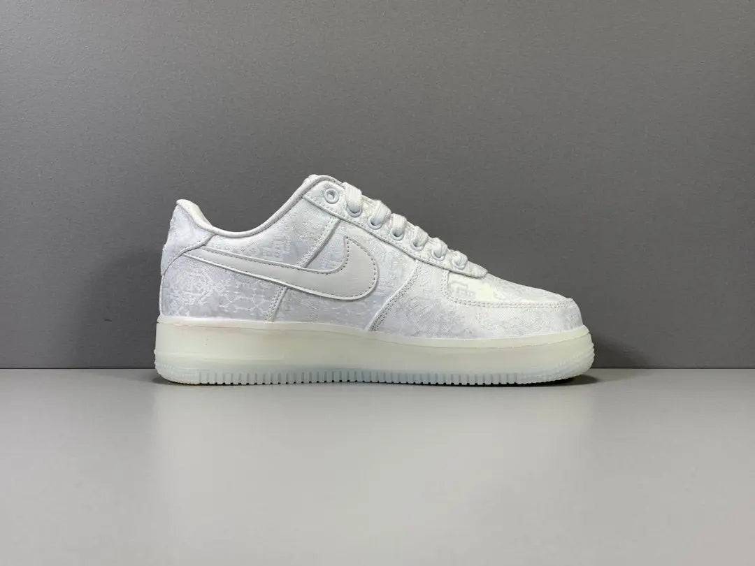 Nike Air Force 1 x CLOT 1WORLD sneaker with white leather and silk-inspired overlays
