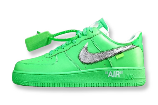 Nike Air Force 1 x Off-White Brooklyn with green leather upper and signature zip tie