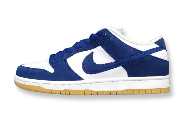 Nike SB Dunk Los Angeles Dodgers low top sneaker side view blue white