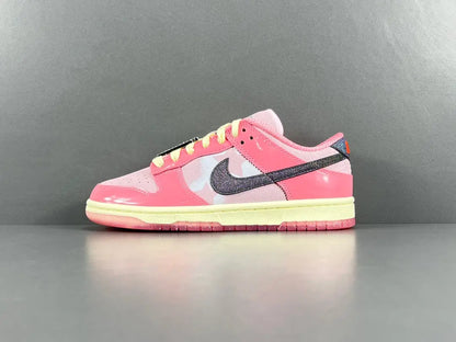 Nike Dunk x Barbie low top sneaker hot pink white side view