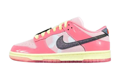 Nike Dunk x Barbie low top sneaker hot pink white side view