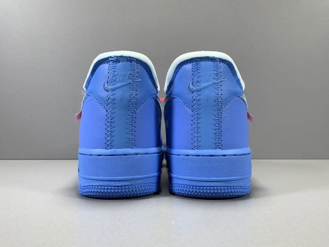 Nike Air Force 1 x Off-White MCA University Blue sneaker with metallic Swoosh
