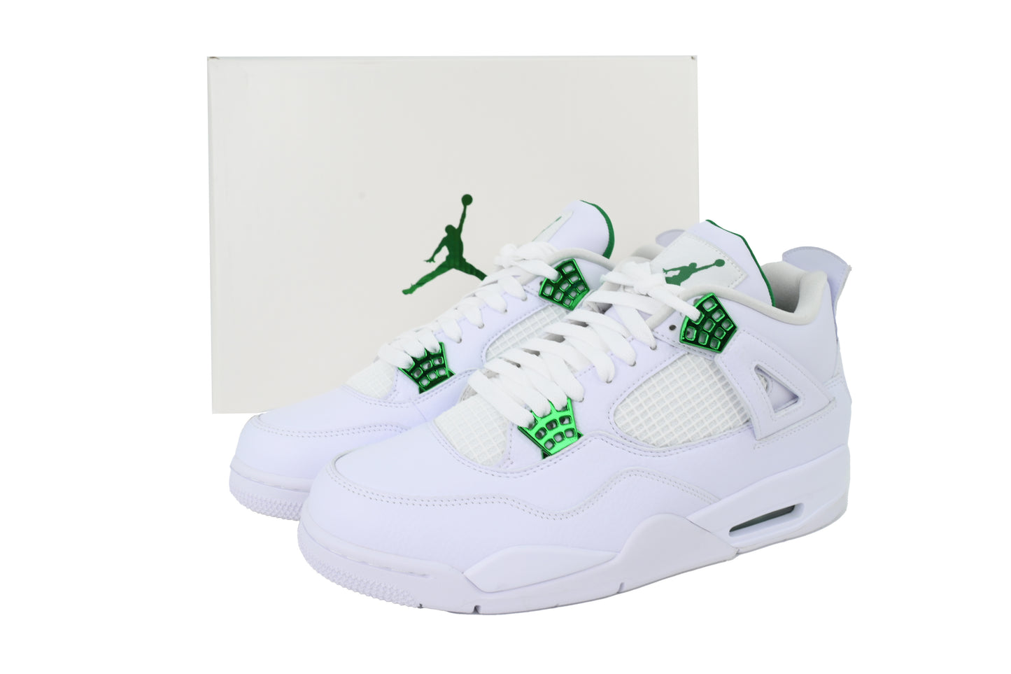 Jordan 4 Metallic Green green white leather retro sneakers unisex premium
