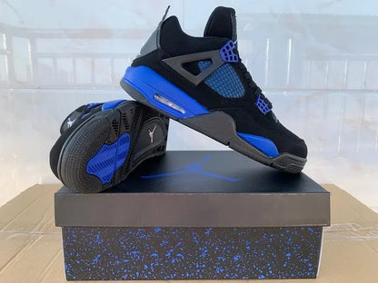 Jordan 4 Blue Thunder black blue yellow retro sneakers unisex premium
