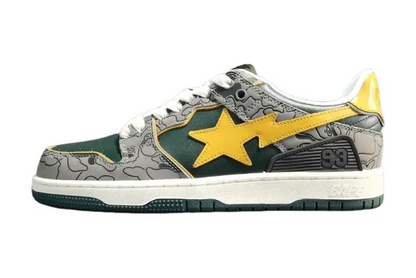 BAPE SK8 STA sneakers grey mustard yellow streetwear casual premium stylish shoes