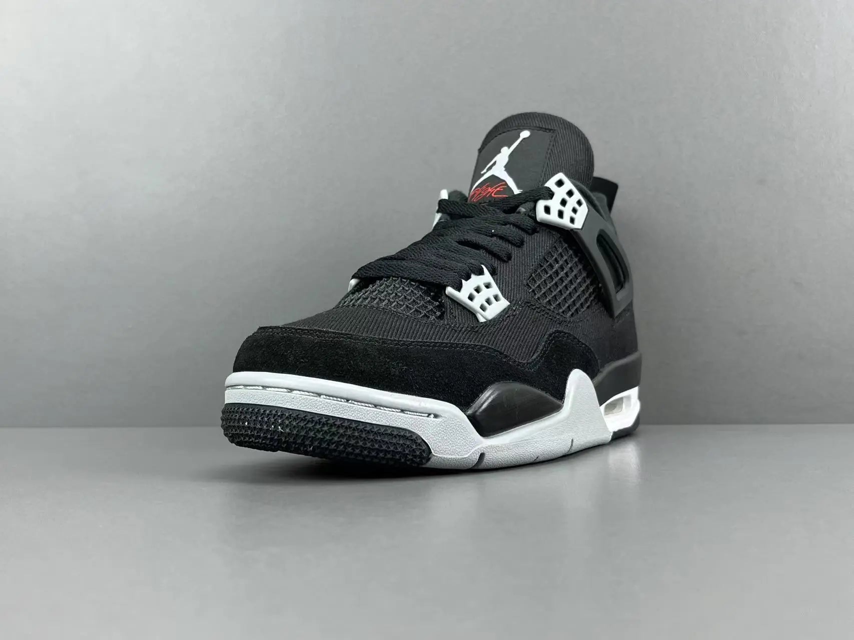 Air Jordan 4 Black Canvas black white sneakers premium men's shoes
