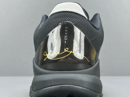Nike Kobe 5 Blackout low-top basketball shoes in all-black stealth design colorway
