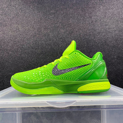 Nike Kobe 6 Protro Grinch basketball shoes green and red holiday-inspired design
