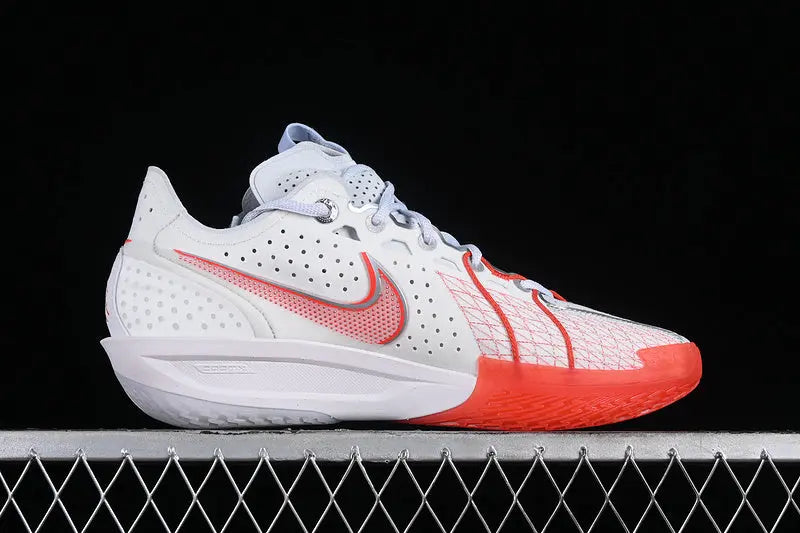 Nike Air Zoom GT Cut 3 White Picante Red basketball shoes front view high performance sneakers