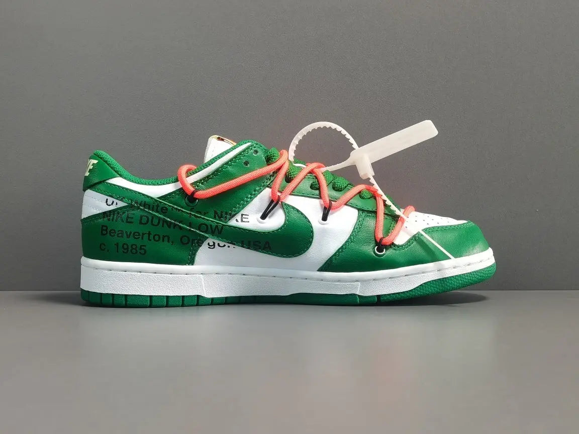 Nike Dunk x Off-White Pine Green limited edition collaboration sneakers streetwear iconic
