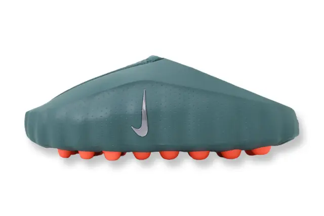 Side view of Nike Mind 001 Slide Mineral Slate showing the thick ultra-soft foam footbed and minimalist design