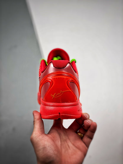 Nike Kobe 6 Protro Reverse Grinch basketball shoes green and black festive design
