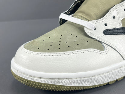 "Air Jordan 1 Low Golf x Travis Scott 'Neutral Olive' sneakers featuring olive nubuck base, off-white leather overlays, black reverse Swoosh, and Cactus Jack branding." citeturn0search0 