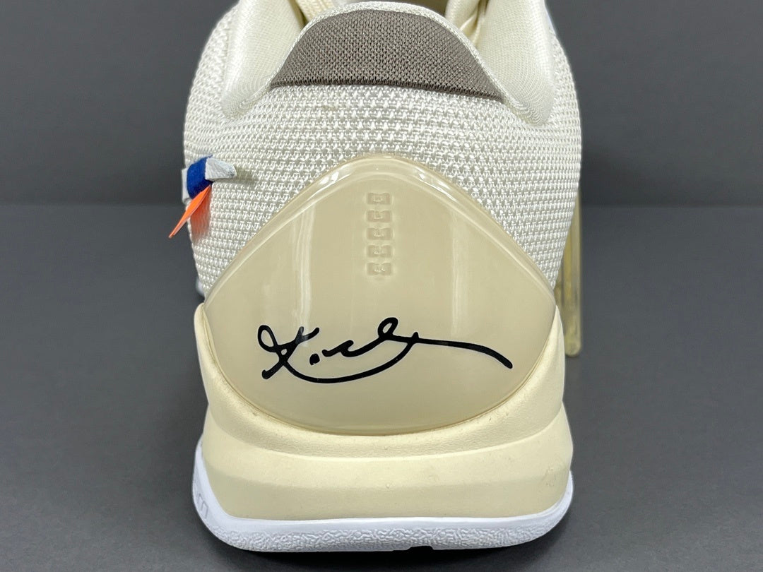 Nike Kobe 5 x Off-White collaborative basketball shoes with deconstructed design details
