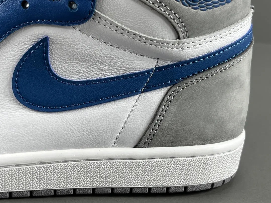 Air Jordan 1 High Retro OG True Blue side view white blue leather sneaker