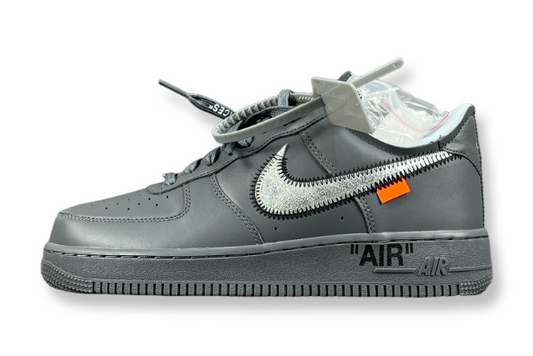 Nike Air Force 1 x Off-White custom grey sneaker with deconstructed design and zip tie
