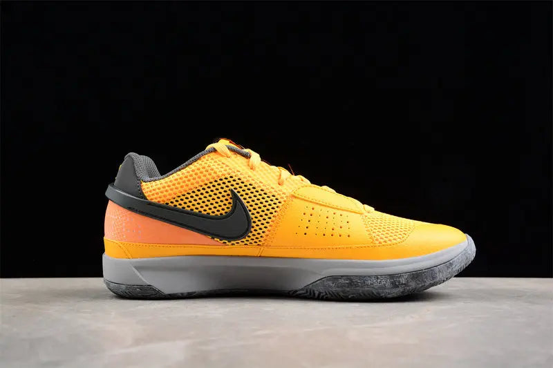 nike ja 1 x wet cement basketball shoes side view with urban grey textured colorway