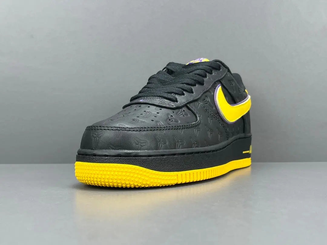 Nike Air Force 1 Kobe Bryant Lakers Away purple and gold leather sneakers
