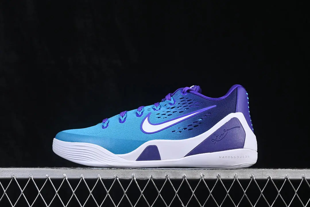 Nike Kobe 9 Elite Low EM Protro Draft Day purple and teal gradient basketball sneakers