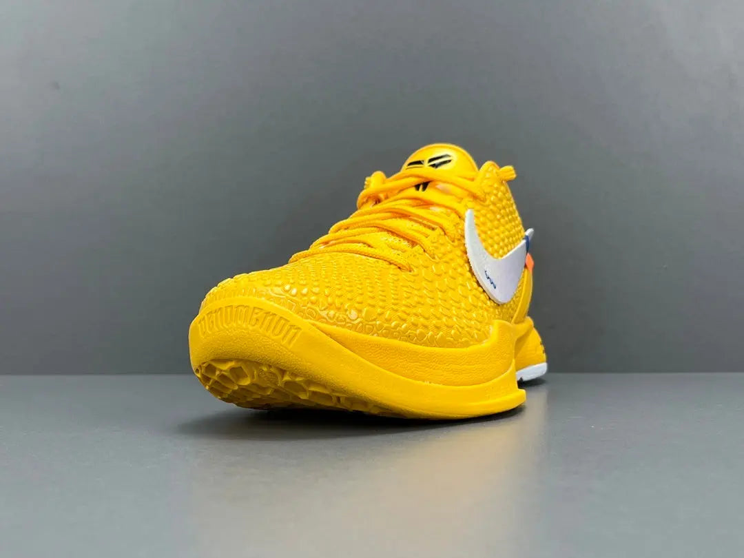 Nike Kobe 6 Protro Off-White yellow basketball shoes with bold collaborative design
