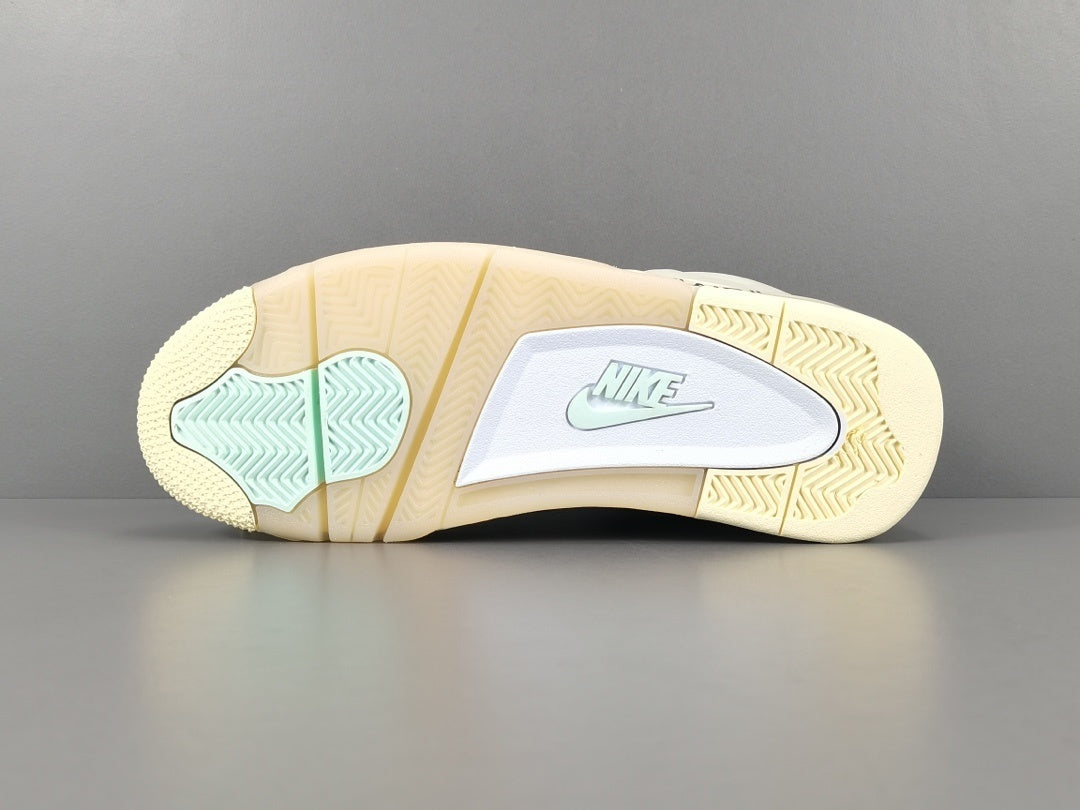 Off-White Jordan 4 Sail sneaker with translucent cage details and zip tie