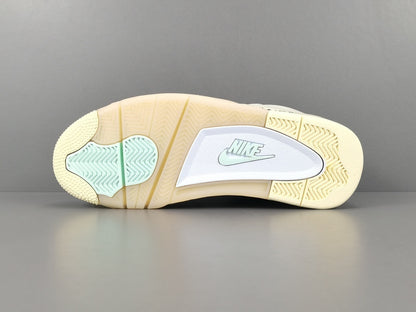 Off-White Jordan 4 Sail sneaker with translucent cage details and zip tie