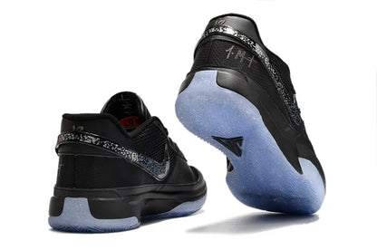 nike ja 1 x swarovski midnight basketball shoes side view with sparkling accents and dark midnight colorway