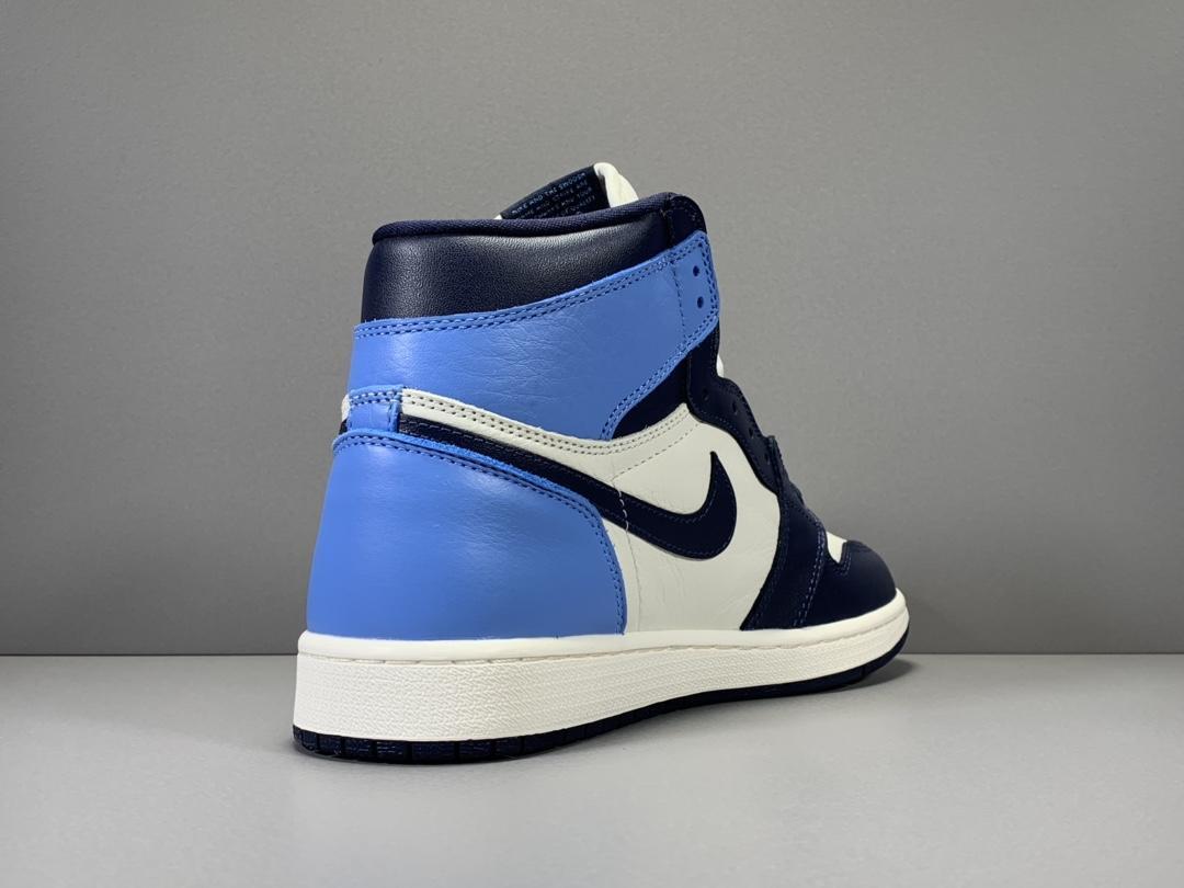 Jordan 1 High Obsidian UNC sneakers featuring navy, university blue, and premium leather
